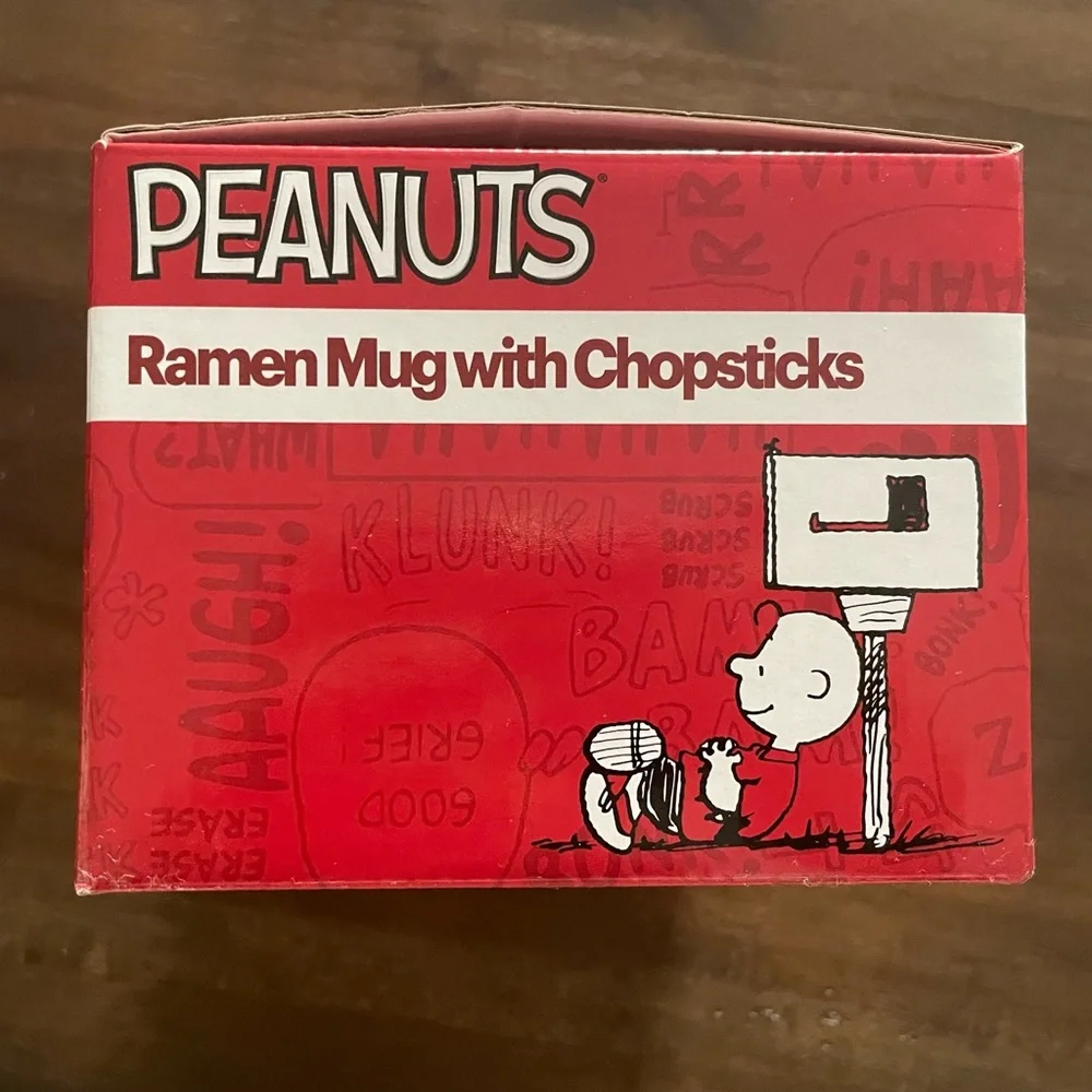 Peanuts Snoppy noodle‎ bowl Remen Mug with chopsticks Large NWT